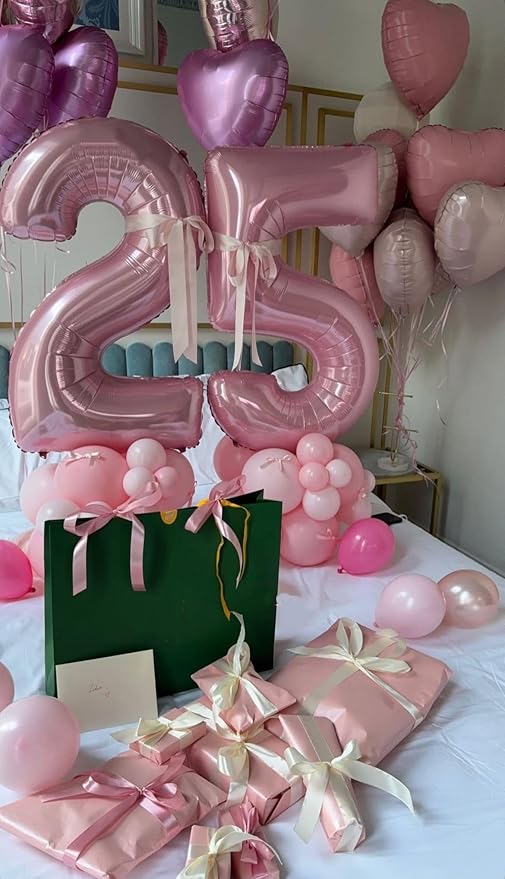 17 Number Balloons 40 Inch, Pastel Pink 17th Birthday Decoration for 1 7 17 71 Men & Women, Foil Big Number Balloon for Wedding Store Anniversary Promotion Party Decorations