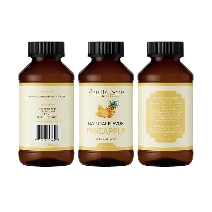Natural Pineapple Extract for Baking and Flavoring - 4 OZ - Premium Quality Natural Flavors for Baked Goods, Desserts, & Cooking