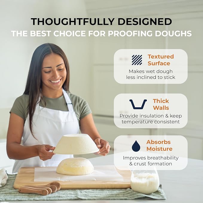 Bulka Small Round 8" 500g Plane Banneton Bread Proofing Basket Pressed Wood Pulp, Sourdough Proofing Basket - Non-Stick Brotform Sourdough Bread Baking Supplies, Made in Germany.