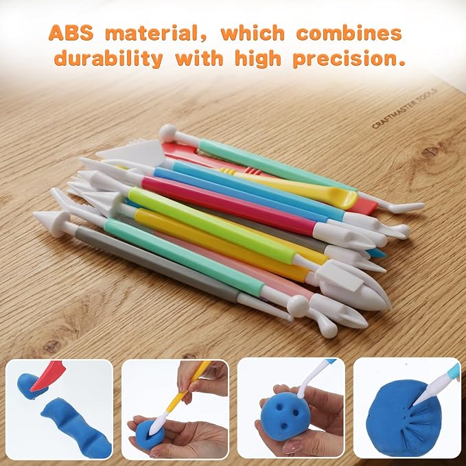 22 Pcs Clays Sculpting Tools, Air Dry Clay Tools, Double-Ended Tool Kit Plastic Clay Tool for Adult Set for DIY Pottery Shaping Dotting Modeling Molding Polymer Clays Craft Supplies Accessories