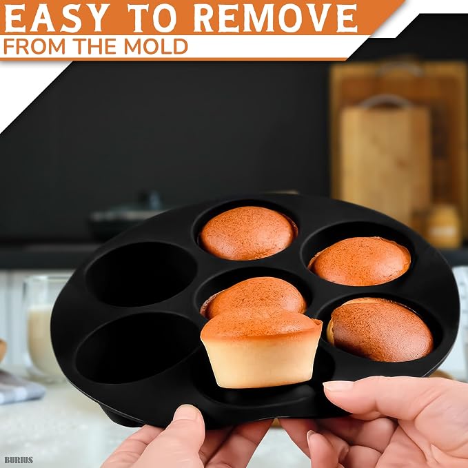 Silicone Muffin Pan - Silicone Cupcake Molds for Baking Egg Bites Mold Nonstick 7 Cups Air Fryer Muffin Pan for Baking Egg Bite, Mini Cupcake, Chocolate and Quiche | Easter Dessert Baking Accessory