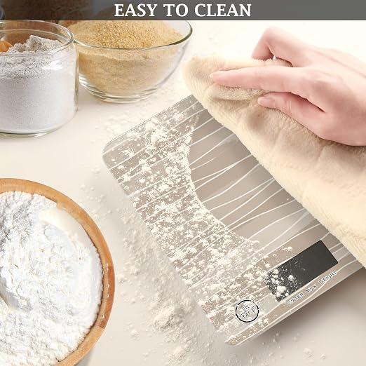 Food Scale Kitchen Scale Food Weight Scales Digital Weight Grams and Ounces Small Electronic Food Scale for Baking Cooking Light Brown Boho Wave