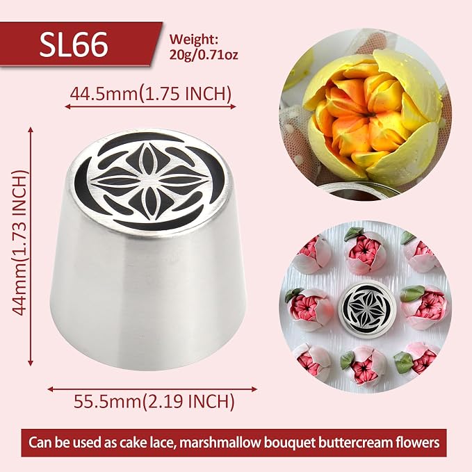 Extra Large Russian Piping Tips for Marshmallows Stainless Steel Flower Frosting Nozzles many styles Cake Decorating Baking tool for Buttercream, Cupcakes Cookies(SL66)