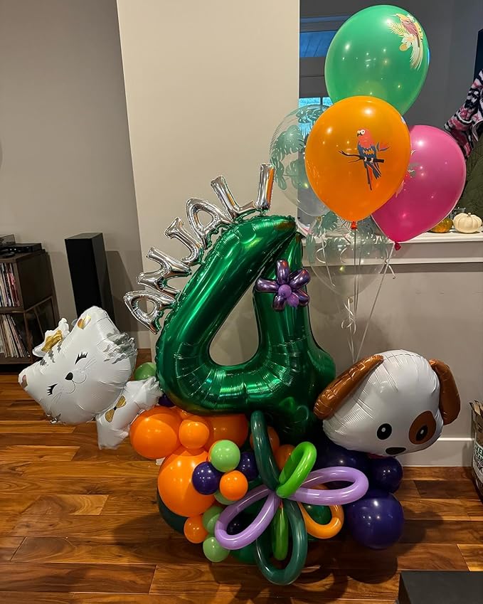 Dark Green Number 4 Balloon 40 Inch, 4th Birthday Party Decorations for Children, Giant 4 Foil Balloon for Party Supplies
