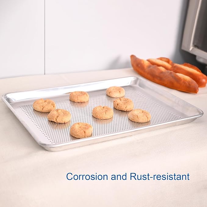 HARDURA Aluminum Perforated Baking Sheet Pan 18”L X 13”W X 1”H Cookie Sheet, 12Packs, For Oven in Bakery & Restaurant, Kitchen