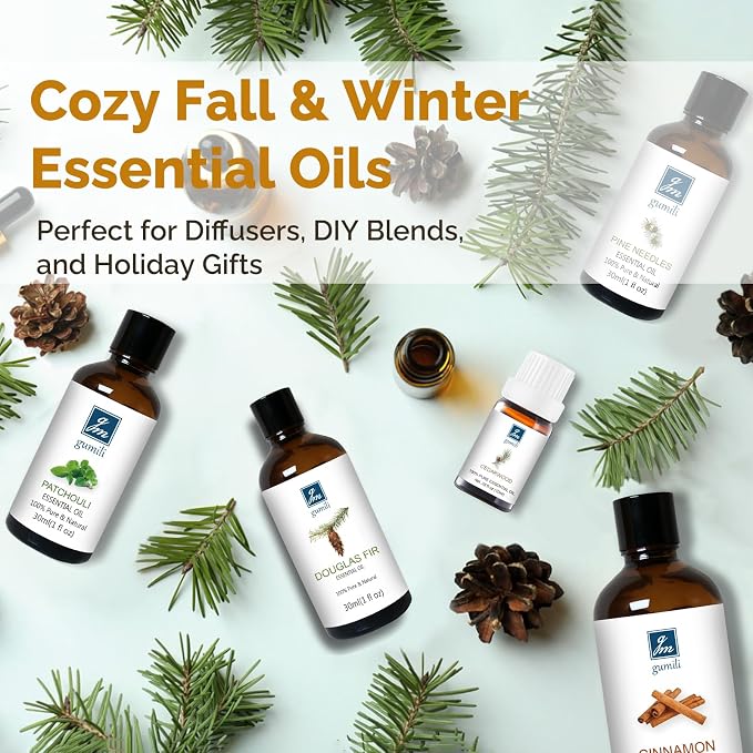 GM Gumili Pine Needle Essential Oil 1 Oz - 100% Pure & Natural Pine Oil for Diffuser, Skin, Massage & Aromatherapy - Fresh Pinus Essential Oils Fragrance