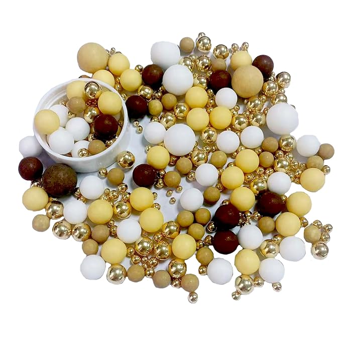 Sentovac Brown Gold Yellow White Pearl Sprinkles Edible Sugar for Cake Decorating Fancy Sprinkles Cake Topper Cupcake Cookie Baking Decorations Halloween Christmas Wedding Supplies