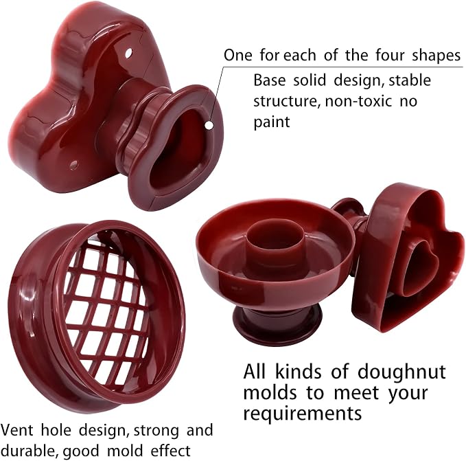 4 Pack Donut Maker Cutter, Creative Reusable Non-stick Doughnut Molds, Fondant Cake Bread Dessert Bakery Mould, Biscuit Stamp Mould, Home Kitchen DIY Baking Tool