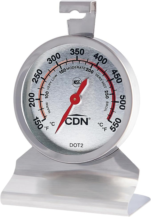 CDN Oven Thermometer ProAccurate®, Easy-to-Read 2" Dial, Stainless Steel Housing, Temperature Zones, Stand or Hang, Monitor Oven Temperatures, NSF Certified - DOT2