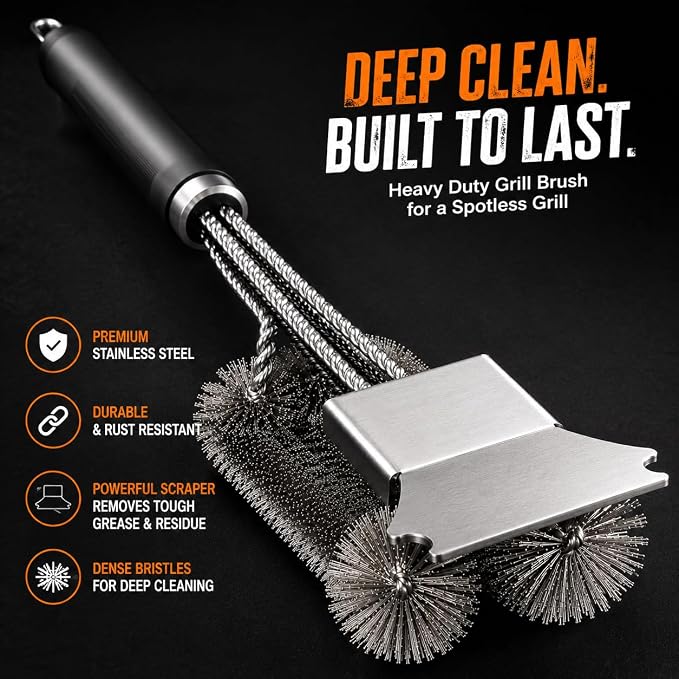 Grill Scraper Tool Stainless Steel Griddle Scraper for Blackstone Flat Top Grill, Heavy Duty BBQ Cleaning Scraper with Adjustable Handle, Metal Scraper for Cast Iron, Kitchen & Outdoor Cooking