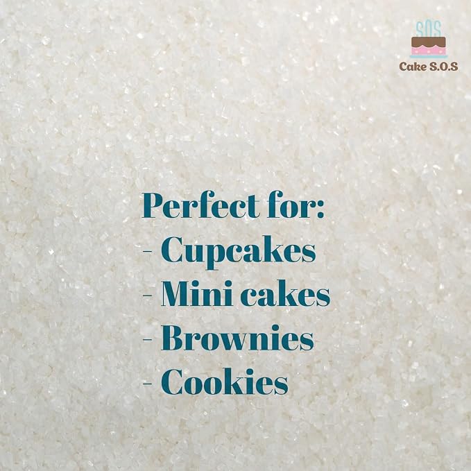 White Sanding Sugar Sprinkles for Baking, 8.8OZ - 249g. Edible Sparkling Sugar Crystals for Cakes, Cupcakes, Cookies, Ice Cream & Desserts, Decorative Sugar for Holiday and Party Treats