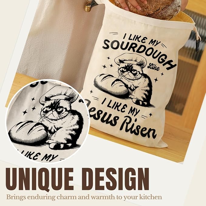 InnoBeta Beeswax Bread Bags for Sourdough & Homemade Bread, 2 Pack Reusable Cotton, 17"x13", “Jesus Risen” Theme