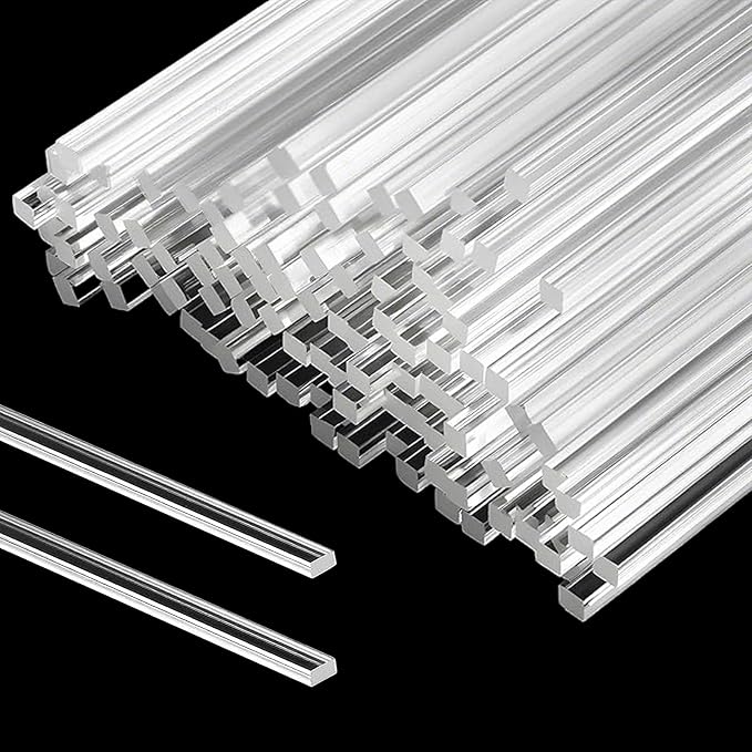 100 Pcs Acrylic Cake Pop Sticks, 6 Inch & 8 Inch Clear Flat Plexiglass Rods, Food-Safe Reusable Clear Sticks for Cake Toppers, Candy, Cupcake Decor, Wedding Birthday, DIY Craft