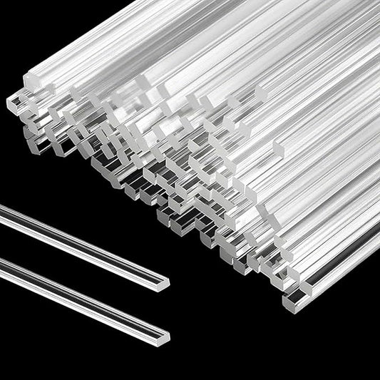 100 Pcs Acrylic Cake Pop Sticks, 6 Inch & 8 Inch Clear Flat Plexiglass Rods, Food-Safe Reusable Clear Sticks for Cake Toppers, Candy, Cupcake Decor, Wedding Birthday, DIY Craft
