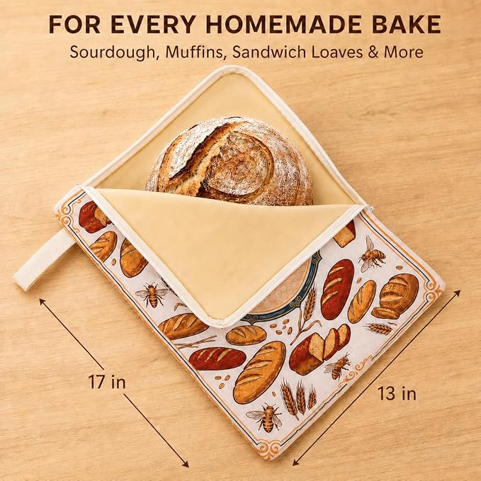 Beeswax Bread Bags For Sourdough, 2 Pack 17x13" Xl Reusable Wide-Opening Bread Bag For Homemade Bread, Loaf Guard Bread Bags Cotton Bread Storage Bags With Handles And Date Labels