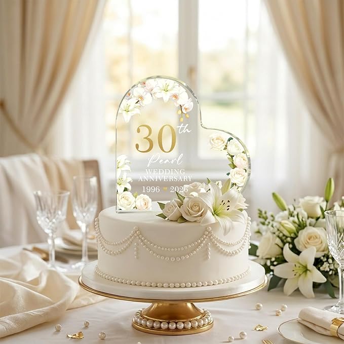 30th Wedding Anniversary Acrylic Cake Topper,30th Anniversary Decorations & Keepsake Gift for Couples(30th Anniversary)