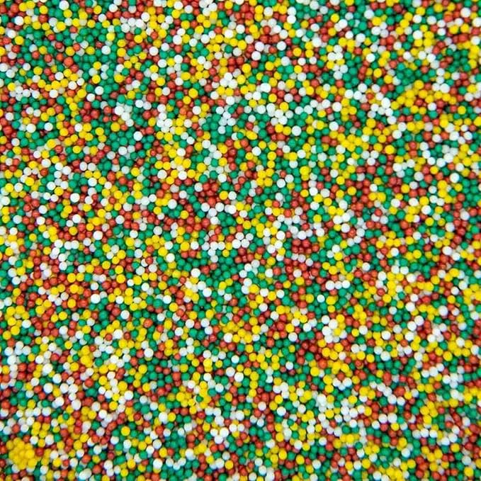 Fiesta Nonpareils Sprinkles for Cake, Cookie, Cupcake Decorating, and Baking - Fun Edible Cake Sprinkles and Toppings in Red, Green, Yellow, and White Nonpareils Sprinkles for Cinco de Mayo Cookies