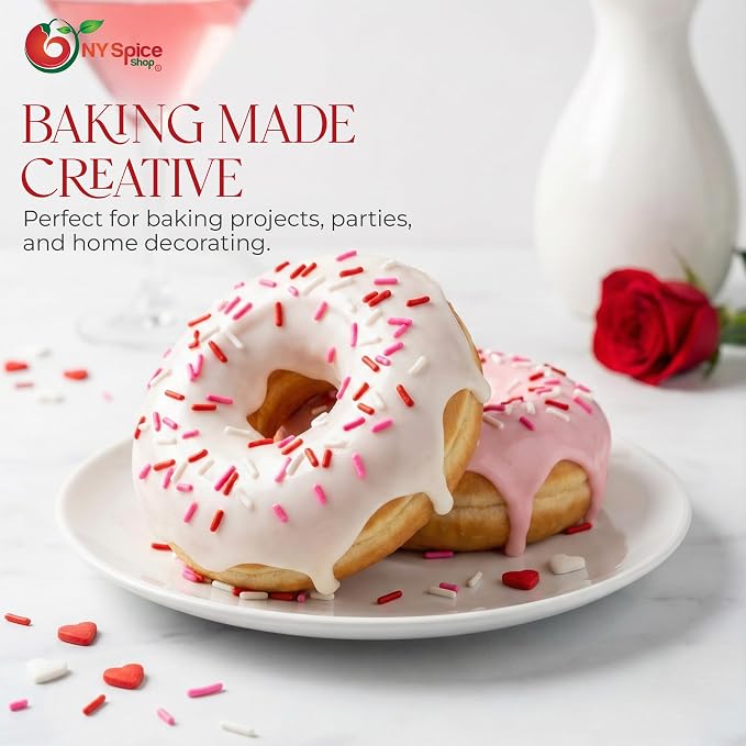 NY Spice Shop Red, White & Pink Sprinkles - 3.5 Ounce Red, White & Pink Sprinkles Decorative Sweet for Treats - Sprinkles for Cupcake, Cookies, Cakes & Dessert Decorating