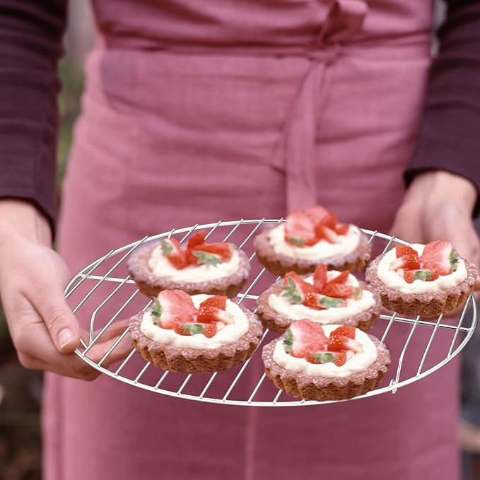 TeamFar Cooling Rack, 10.5 inch Stainless Steel Wire Rack Round Baking Racks for Cooking Steaming Roasting Cooling, Healthy & Non-toxic, Oven & Dishwasher Safe, Mirror Surface – Set of 4