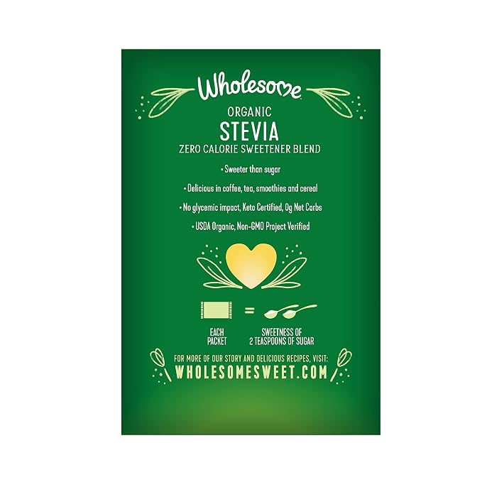 Wholesome Sweeteners Organic Stevia, 1000 Count Packets, Zero Calorie Sweetener Blend, Keto Friendly, Non GMO, Gluten Free & Vegan