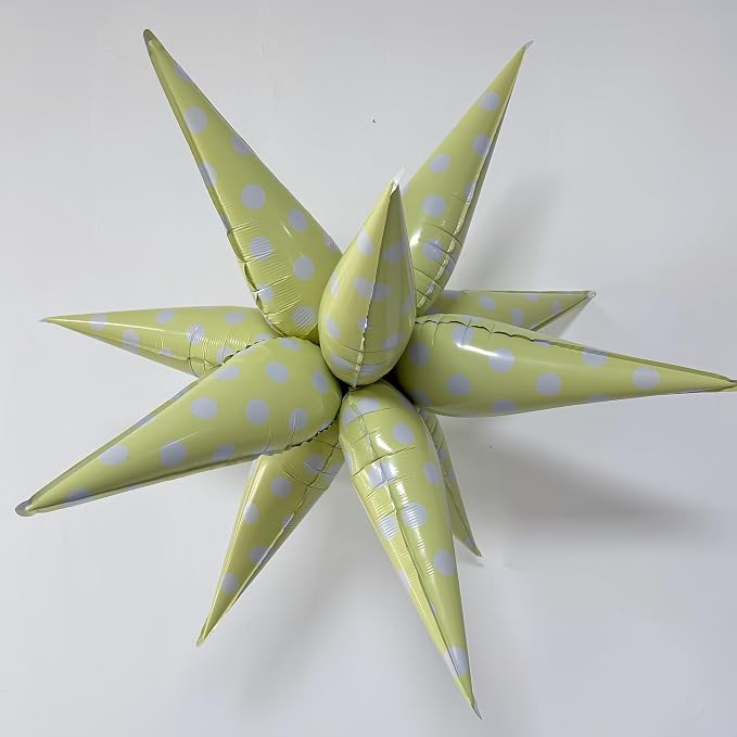 2Pcs Yellow Macaron Polka Dot Explosion Pointed Star Foil Balloons/Candy Color Balloon for Christmas, Candyland Party, Baby Shower, Unicorn Birthday, Easter/Rainbow Candy Themed Party Decorations