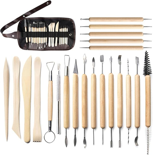 Mllepjdh 21 Pieces Fundamental Clay Tools Kit Clay Carving Modeling Tools Fondant Sculpting Shaping Tools For Beginner Kids Adult Clay Fondant Modeling Tools For Kids Teens Adults