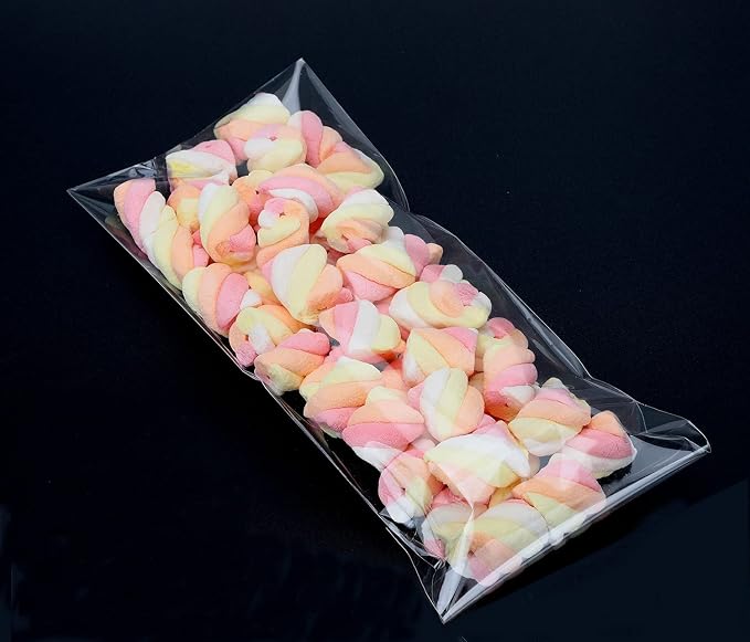 Nobranded 200 pcs Clear 4" x 9" (W:10xL:23CM) Self Seal Cello Cellophane Bags Resealable Poly Bags 2.8 mils for Cookie, Candy, Gift Bakery, Prints, Photos, Cards & Envelopes, Party Decorative