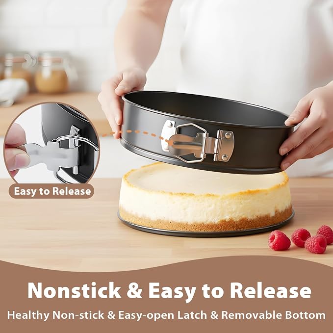 Springform Pan Set of 3 Leakproof Spring Form Pan for Cheesecake, Nonstick 4 7 9 Inch Cheesecake Pan with Silicone Protector, Springform Cheese Cake Pans Sets for Baking with 50Pcs Parchment Paper
