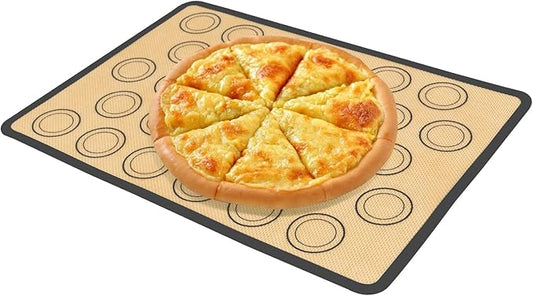 Silicone Baking Mat with 30 Macaron Template Circles, Nonstick Reusable Even Heating Oven Sheet, 16.5x11.6in Rectangle Mat for Home Bakery, Pastry & Milk Tea Shop