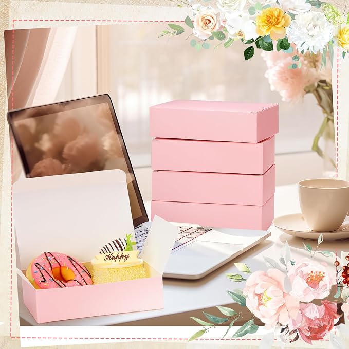 FillTouch 36 Pcs Pink Bakery Boxes 5.75 x 2.75 x 1.5 Inch Pink Cookie Boxes Pastry Box for Cupcakes, Desserts, Cookies, Candies Donuts Cookie Containers for Party Favor and Gifts
