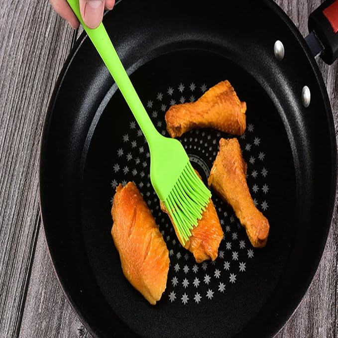 Silicone brush, Oil Brush for BBQ Kitchen Cooking Baking and Grilling (2 PCS,orange&black)