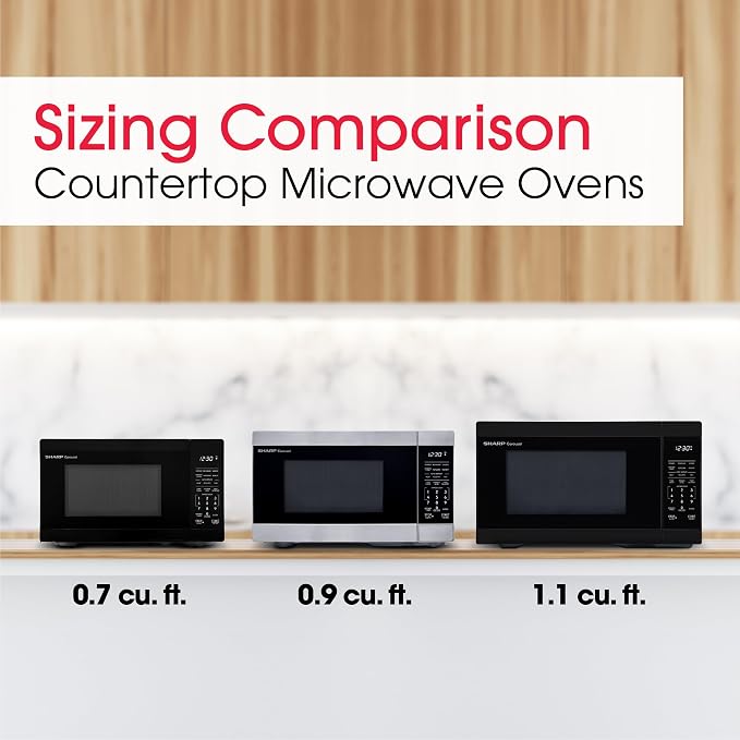 SHARP Compact Countertop Microwave Oven with Removable 10" Carousel Turntable, 700 Watt, 0.7 Cubic Feet, Black