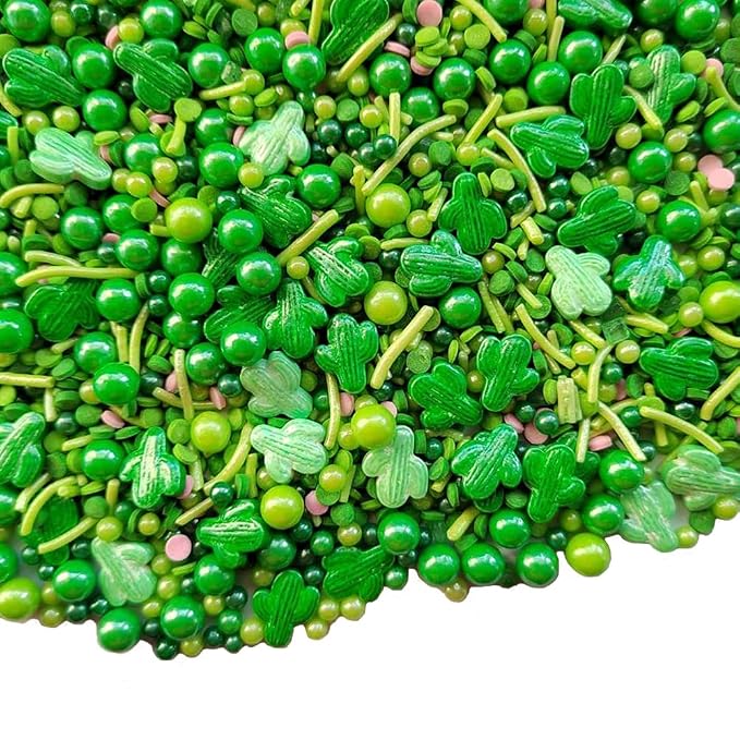 Homankit Cactus Sprinkles Green Edible Cookie Decorations Baking Cake Cupcake Topper Decoration 3.35 Ounce