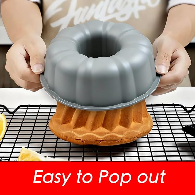 SOV silicone cake pan, silicone Cake Molds, Bakeware Non Stick 10 inch Pan for Jello,Gelatin,cake, Silicone Baking Molds for Cakes, Round Baking Pan (2 packs+ grey)
