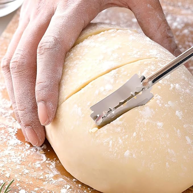 Bread Lame for Dough Scoring Knife Stainless Steel Sourdough Scoring Tool with 5 Blades and a Dark Brown Leather Cover