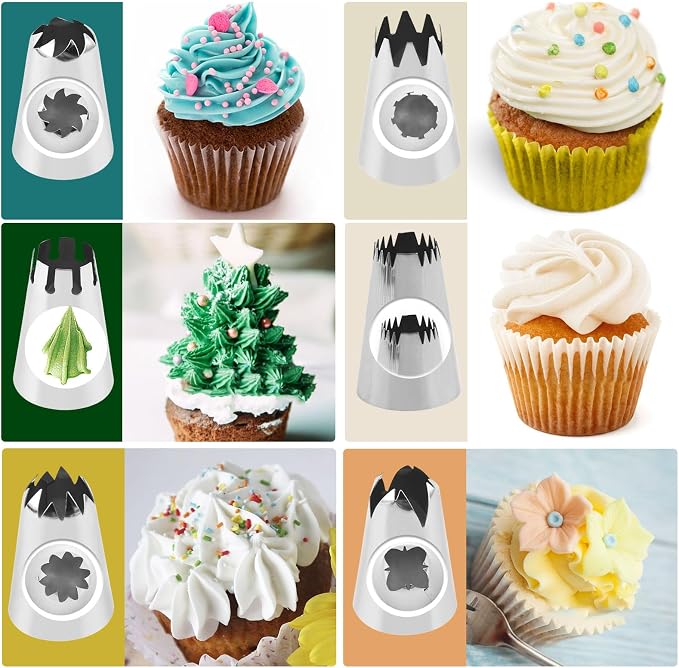 12PCS Large Piping Tips Set with Pastry Bag, Cake Decorating Tips for Cookie Cupcake Cake