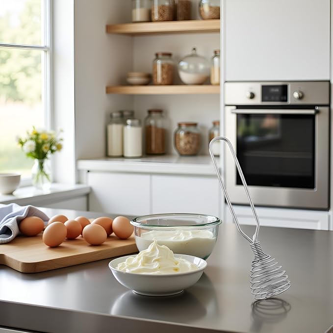 Silver 8 Inch Stainless Steel Spring Whisk Mini French Spring Coil Whisks Egg Whisk Wire Whip Cream Beater Kitchen Utensils for Stirring, Baking and Cooking, Cooking Utensils