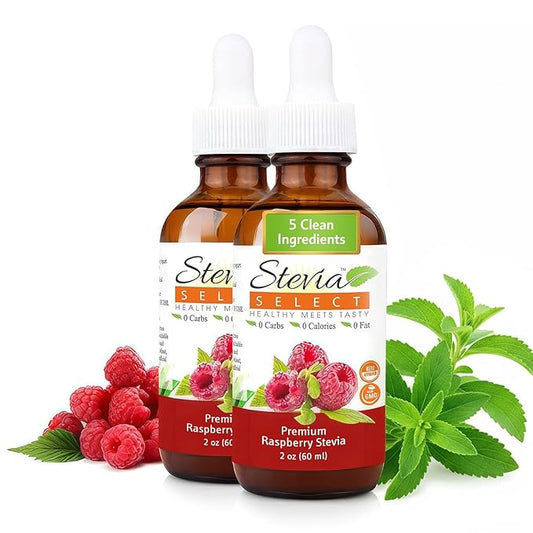 Stevia Select Raspberry Pure Stevia Extract - Zero Calorie Sweetener - All Natural Liquid Extract Sugar Substitute Liquid - Keto Sugar Stevia Flavor - Keto Sweetener & Sugar Alternative 2 Oz (2 Pack)