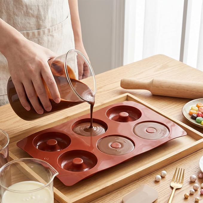 6 Cavity Donut Silicone Chocolate Molds Doughnut Pan Baking Mold For Chocolate Candy