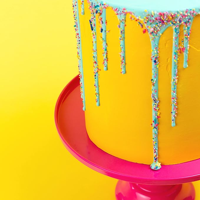 Sprinkles & Confetti 11" Bright Pink Melamine Cake Stand – Reusable Dessert Display for Valentine’s Day, 4th of July, Birthdays, Weddings & Parties