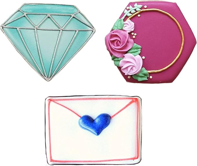 Geometric Shapes Cookie Cutters 3-Pc. Set Made in the USA by Ann Clark, Rectangle, Hexagon, Gem