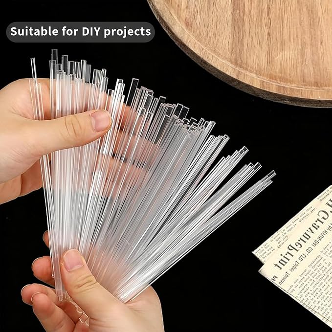 100 Pcs Acrylic Cake Pop Sticks, 6 Inch & 8 Inch Clear Flat Plexiglass Rods, Food-Safe Reusable Clear Sticks for Cake Toppers, Candy, Cupcake Decor, Wedding Birthday, DIY Craft