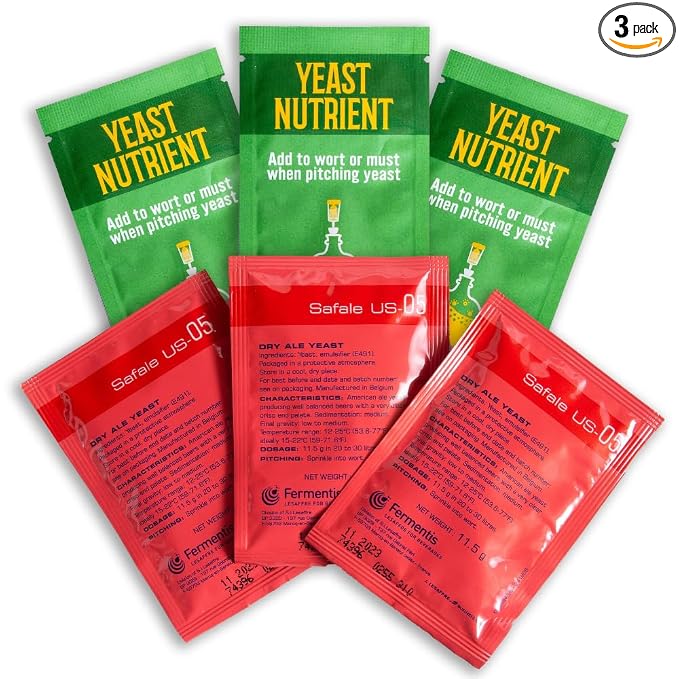 Craft A Brew - Safale US-05 Yeast - Fermentis - American Ale Dry Yeast - For American Ales - Ingredients for Home Brewing - Beer Making Supplies - [3 Pack]