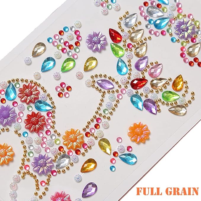 Jewel Gem Sticker Acrylic Phone Sticker Self-Adhesive Crystal Animal Rhinestone Decal Butterfly Parrot Reindeer Squirrel Love for Crafts DIY Water Bottle Bling Mirror Kid Handmade Decor 8 Sheets