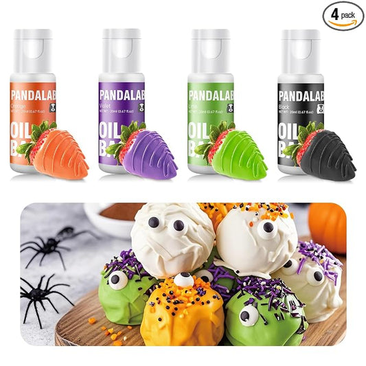 Oil Based Food Coloring for Chocolate - Orange Green Black Edible Halloween Baking Food Dye for Chocolate, Candy Melts, Cakepops, Cakesicles, Fondant, Butter, Meringues, Donuts - 0.67 Fl.Oz Bottles