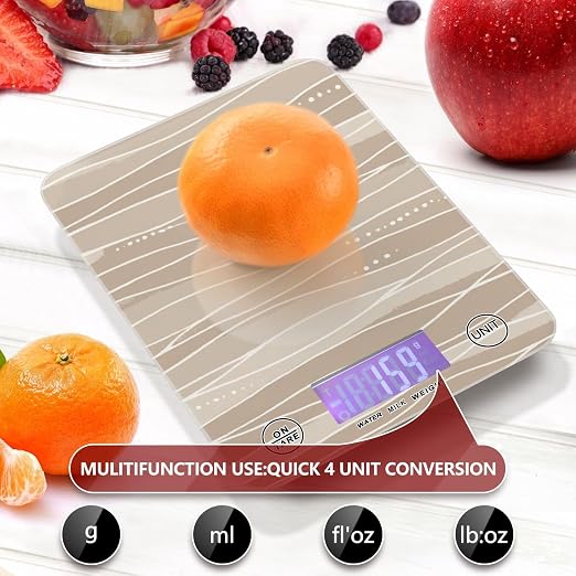 Food Scale Kitchen Scale Food Weight Scales Digital Weight Grams and Ounces Small Electronic Food Scale for Baking Cooking Light Brown Boho Wave