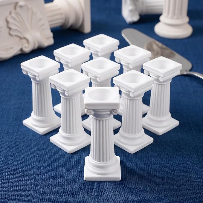 8PCS Roman Column Cake Pillars for Tiered Cakes, White Plastic Support Rods Stacking Kit, Tier Separator Stands for Wedding Party Birthday Cupcake Display