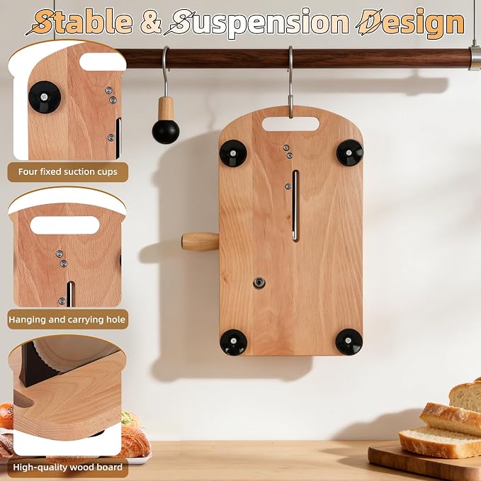 Manual Bread Slicer for Homemade Bread, Sourdough Bread Slicer with 20 Bags and Acrylic Cover, Adjustable Thickness Bread Cutter, Bread Knife with Scale Lines for Sandwiches, Toast, Bagel, Baguette