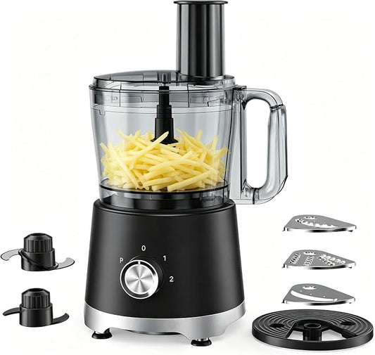 Simple Deluxe 10.5 Cup Food Processor, Multi-Functional Vegetable Choppers Food Grinder with Slicing Shredding Chopping Kneading, Suitable for Smoothie Fruit Dough, 2.6QT, Classic Black