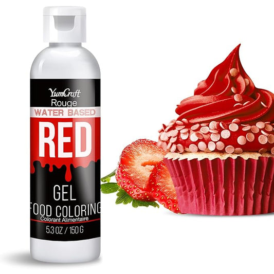 Food Coloring Gel - Vibrant Color Gel Food Coloring for Cake Decorating, Baking, Easter Egg, Icing - Tasteless Food Color Dye for Fondant, Cooking, Airbrush (Red, 5.3oz)